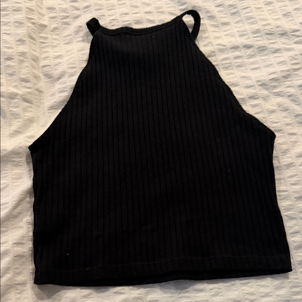 American Threads Black Ribbed Crop Top - Picture 5 of 5